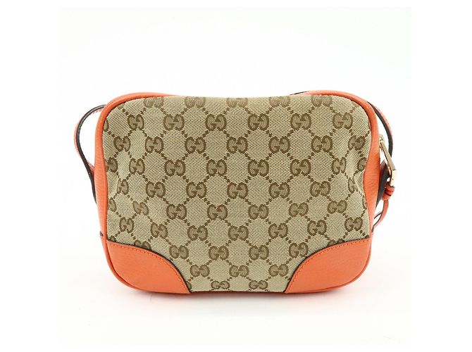 Borsa a spalla GUCCI GG Canvas Leather Beige Arancione 449413 - vista 2