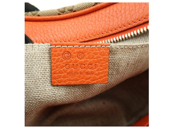 Borsa a spalla GUCCI GG Canvas Leather Beige Arancione 449413 - vista 23
