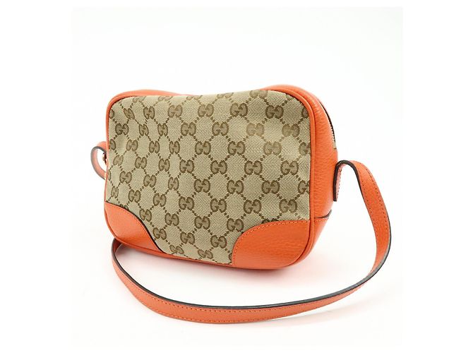 Borsa a spalla GUCCI GG Canvas Leather Beige Arancione 449413 - vista 3