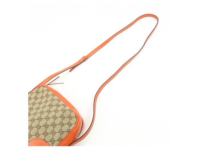 Borsa a spalla GUCCI GG Canvas Leather Beige Arancione 449413 - vista 6