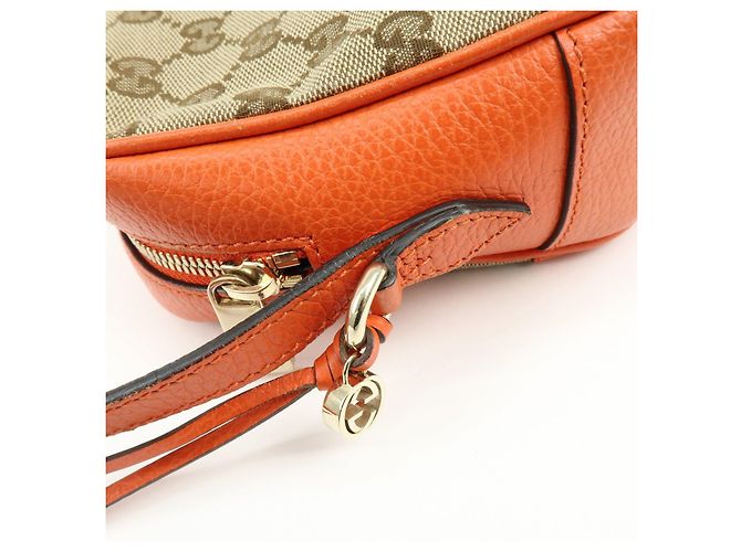 Borsa a spalla GUCCI GG Canvas Leather Beige Arancione 449413 - vista 9