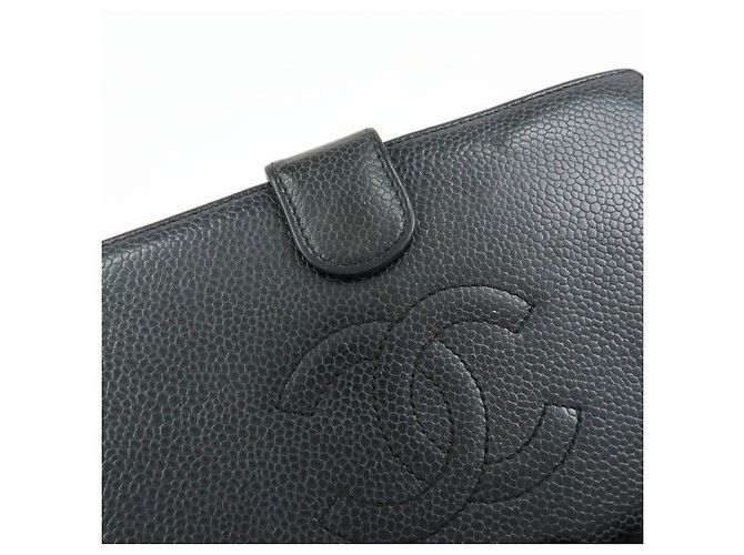CHANEL COCO Mark Caviarskin Bi-Fold Long Wallet Schwarz A13498 - Ansicht 15