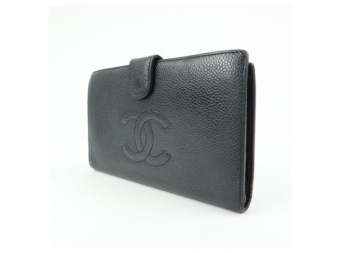 CHANEL COCO Mark Caviarskin Bi-Fold Long Wallet Schwarz A13498 - Ansicht 3