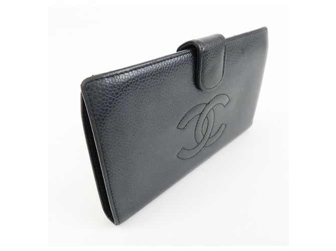 CHANEL COCO Mark Caviarskin Bi-Fold Long Wallet Schwarz A13498 - Ansicht 4