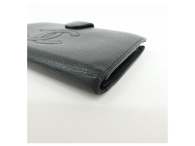 CHANEL COCO Mark Caviarskin Bi-Fold Long Wallet Schwarz A13498 - Ansicht 7