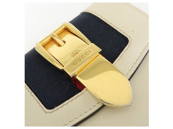 GUCCI Sherry Silvie Cartera Compacta Tri-fold de Piel Ivory 476081 - vista 14