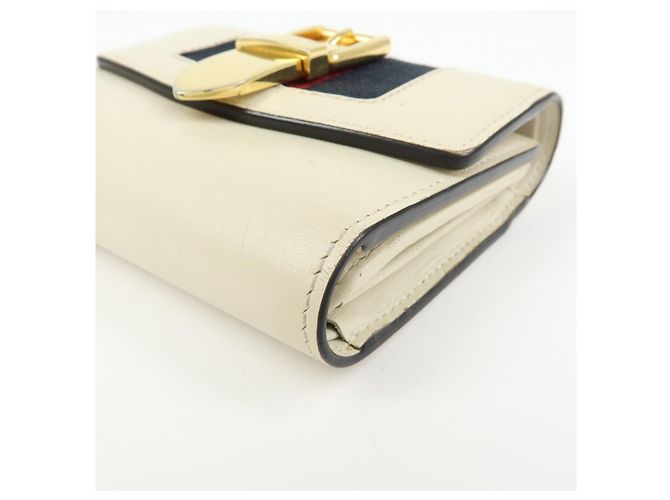 GUCCI Sherry Silvie Cartera Compacta Tri-fold de Piel Ivory 476081 - vista 7