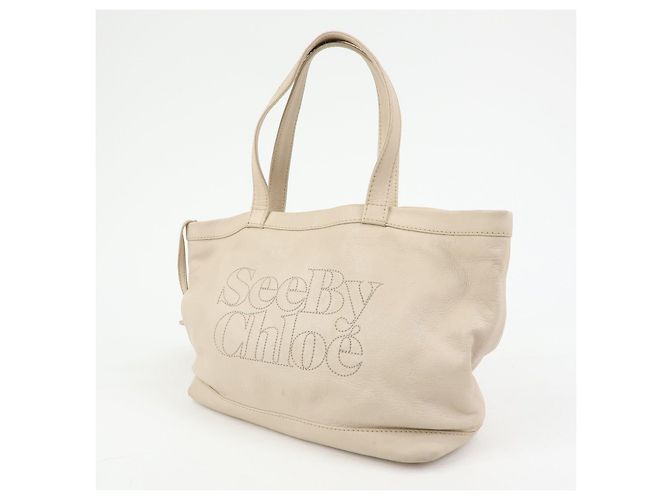 Chloé See by Chloe Leder Tote Bag Handtasche mit Beutel Beige - Ansicht 3