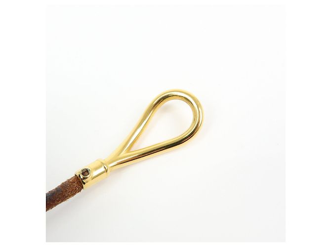 Hermès HERMES Jumbo Choker Bracciale in Pelle e Metallo Marrone Oro - vista 12
