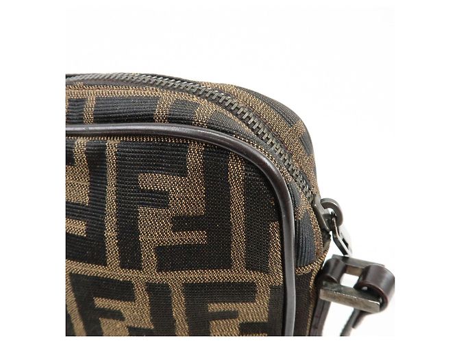 Borsa a spalla e borsa a tracolla FENDI Zucca Canvas Leather Marrone 8BT053 - vista 18