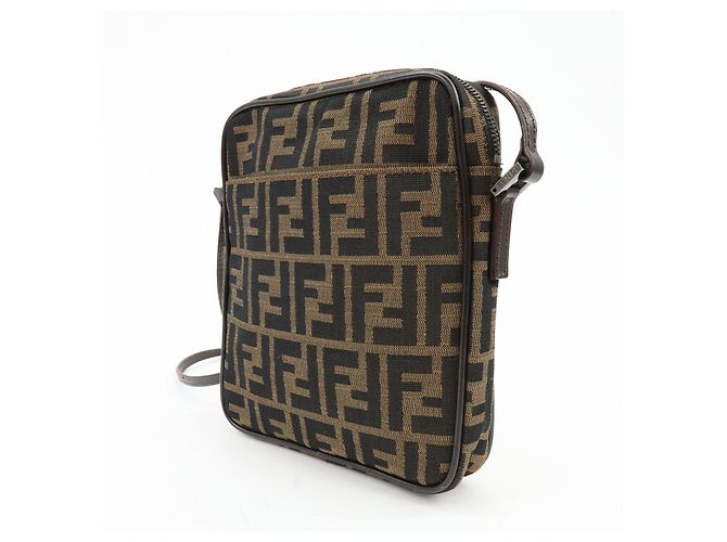 Borsa a spalla e borsa a tracolla FENDI Zucca Canvas Leather Marrone 8BT053 - vista 3