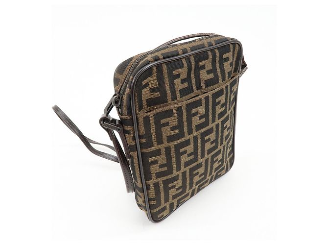 Borsa a spalla e borsa a tracolla FENDI Zucca Canvas Leather Marrone 8BT053 - vista 4