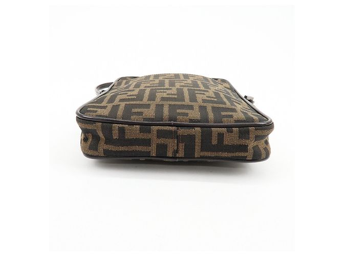 Borsa a spalla e borsa a tracolla FENDI Zucca Canvas Leather Marrone 8BT053 - vista 5