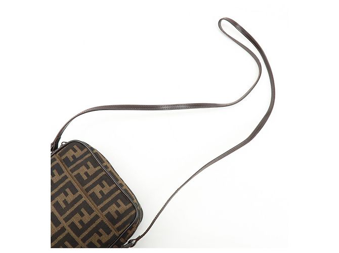 Borsa a spalla e borsa a tracolla FENDI Zucca Canvas Leather Marrone 8BT053 - vista 6