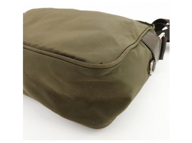 Borsa a tracolla in nylon PRADA con logo Triangle Khaki Brown BT0166 - vista 12