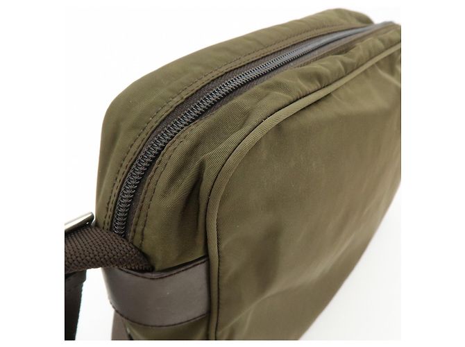 Borsa a tracolla in nylon PRADA con logo Triangle Khaki Brown BT0166 - vista 15