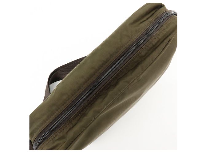 Borsa a tracolla in nylon PRADA con logo Triangle Khaki Brown BT0166 - vista 17