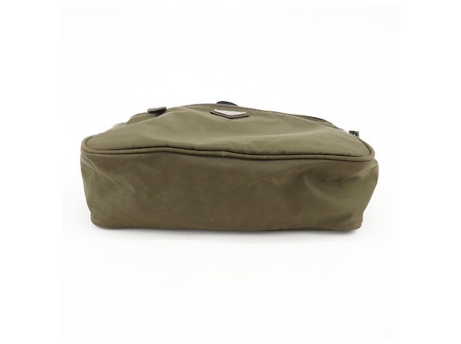 Borsa a tracolla in nylon PRADA con logo Triangle Khaki Brown BT0166 - vista 5