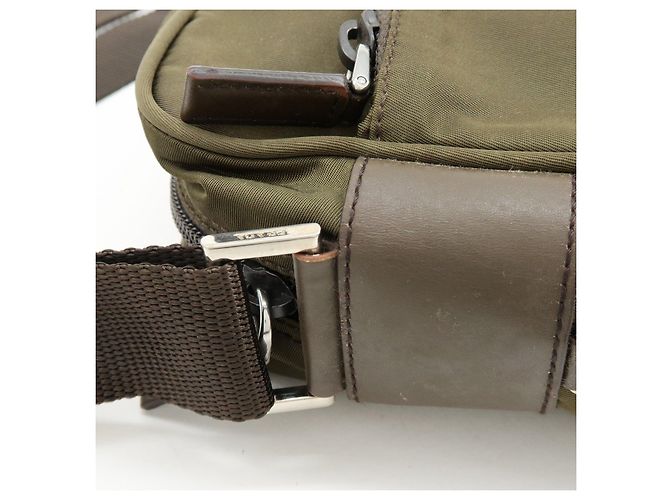 Borsa a tracolla in nylon PRADA con logo Triangle Khaki Brown BT0166 - vista 8