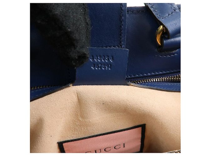 GUCCI GG Marmont Ghost Leather 2Way Hand Bag Navy Red White 448054 - vista 11