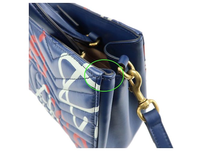 GUCCI GG Marmont Ghost Leather 2Way Hand Bag Navy Red White 448054 - vista 6