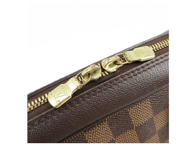 Borsa a mano Louis Vuitton Damier Canvas Leather Triana Ebene N51155 - vista 19