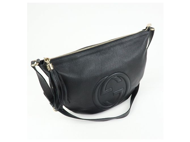 Borsa a tracolla GUCCI in pelle Interlocking G con frange Nero 295175 - vista 4