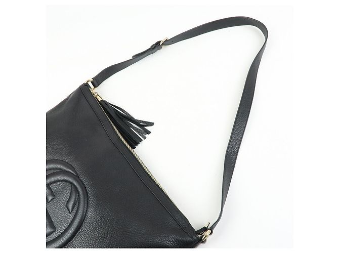 Borsa a tracolla GUCCI in pelle Interlocking G con frange Nero 295175 - vista 6