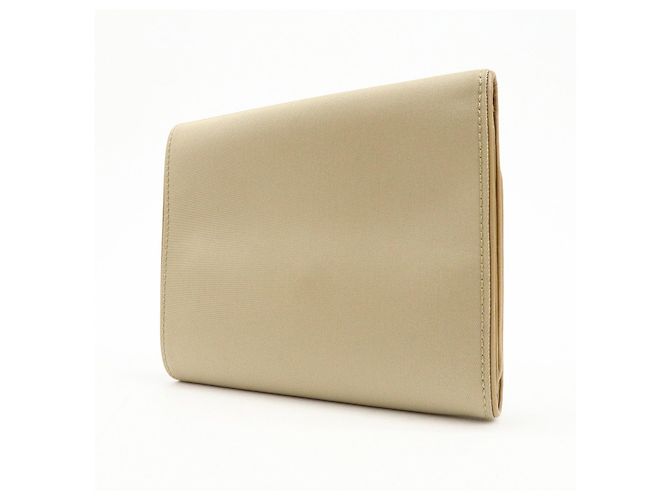 Portafoglio compatto trifold in nylon e pelle con logo PRADA Beige 1M0170 - vista 3
