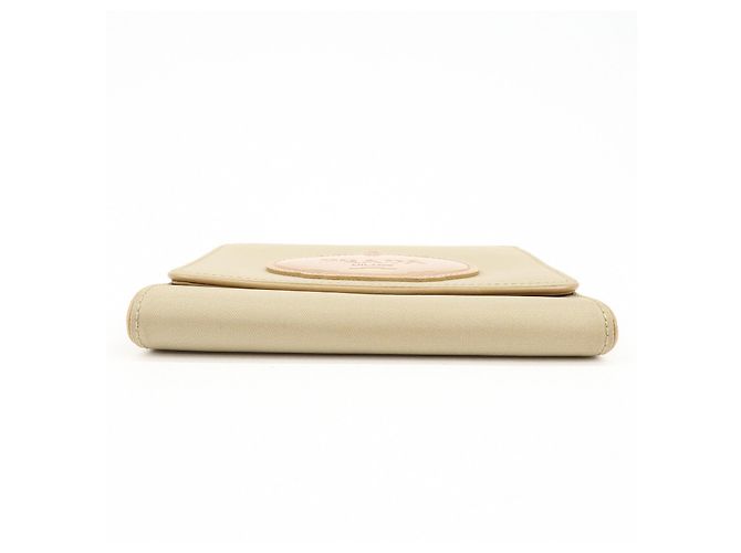 Portafoglio compatto trifold in nylon e pelle con logo PRADA Beige 1M0170 - vista 5