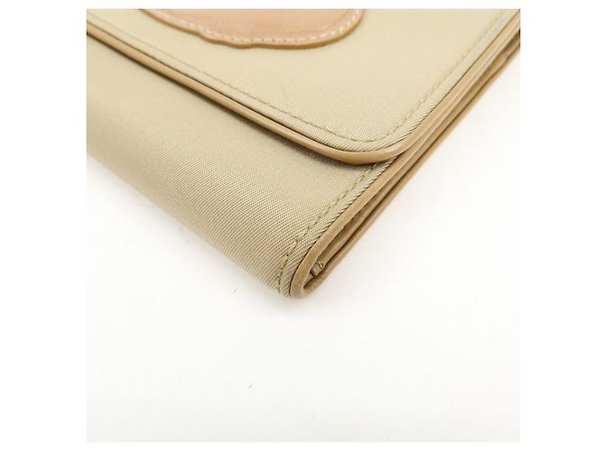 Portafoglio compatto trifold in nylon e pelle con logo PRADA Beige 1M0170 - vista 7