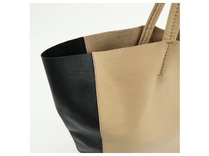Céline CELINE Horizontal Cabas Leder Tote Bag Handtasche Beige Black - Ansicht 18