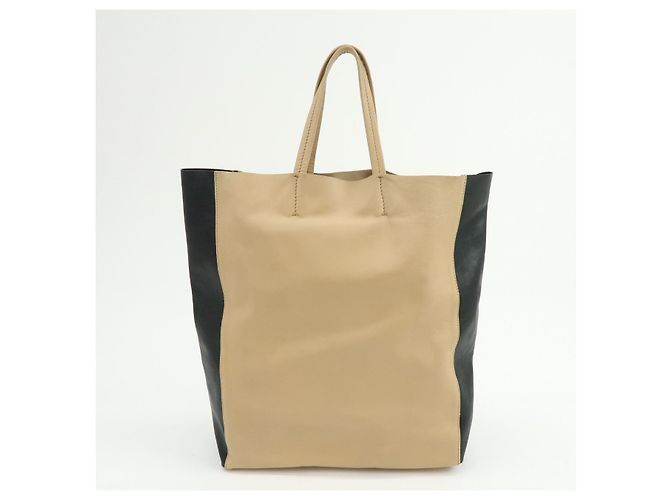 Céline CELINE Horizontal Cabas Leder Tote Bag Handtasche Beige Black - Ansicht 2