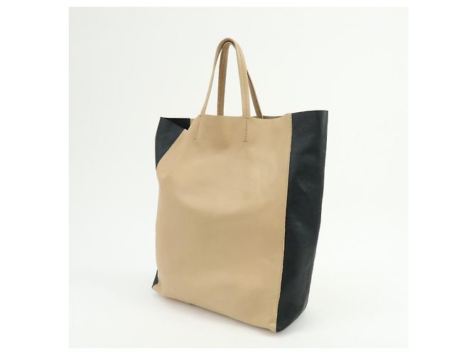 Céline CELINE Horizontal Cabas Leder Tote Bag Handtasche Beige Black - Ansicht 3