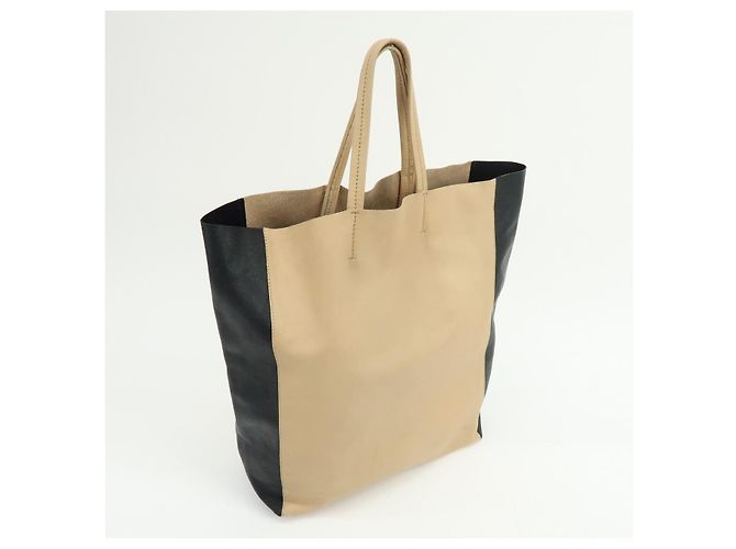 Céline CELINE Horizontal Cabas Leder Tote Bag Handtasche Beige Black - Ansicht 4