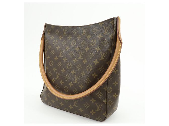 Borsa a tracolla Louis Vuitton Monogram Looping GM in pelle Marrone M51145 - vista 3