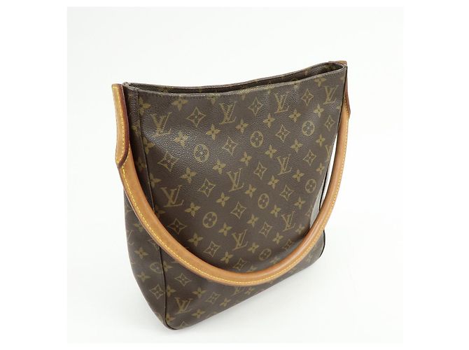 Borsa a tracolla Louis Vuitton Monogram Looping GM in pelle Marrone M51145 - vista 4