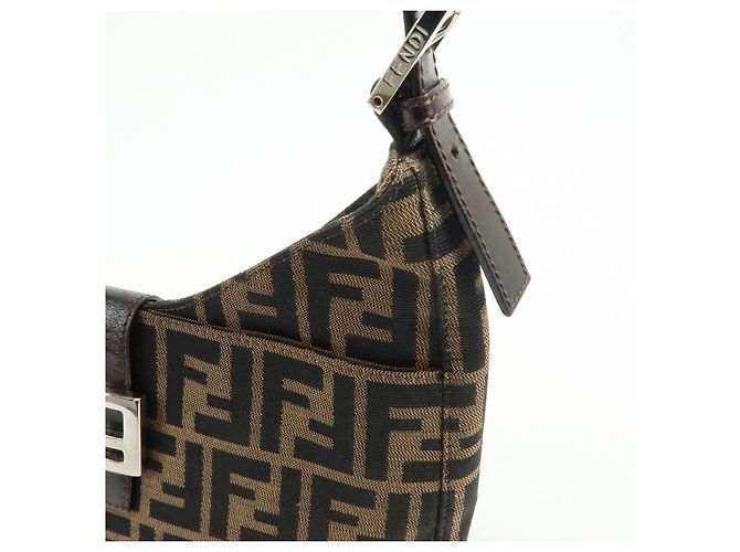 Borsa a tracolla e borsa a mano FENDI in tela Zucca e pelle Black Brown 26569 - vista 14