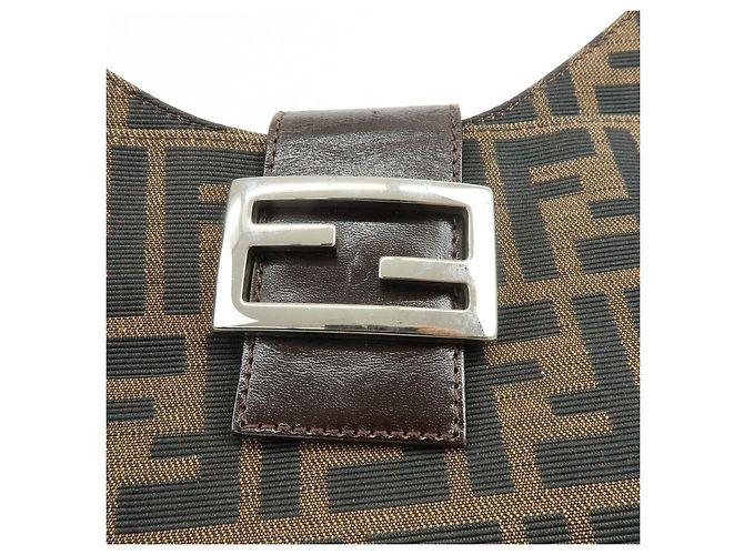 Borsa a tracolla e borsa a mano FENDI in tela Zucca e pelle Black Brown 26569 - vista 16