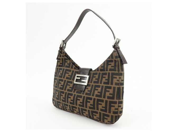Borsa a tracolla e borsa a mano FENDI in tela Zucca e pelle Black Brown 26569 - vista 3