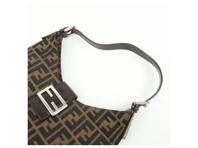 Borsa a tracolla e borsa a mano FENDI in tela Zucca e pelle Black Brown 26569 - vista 6