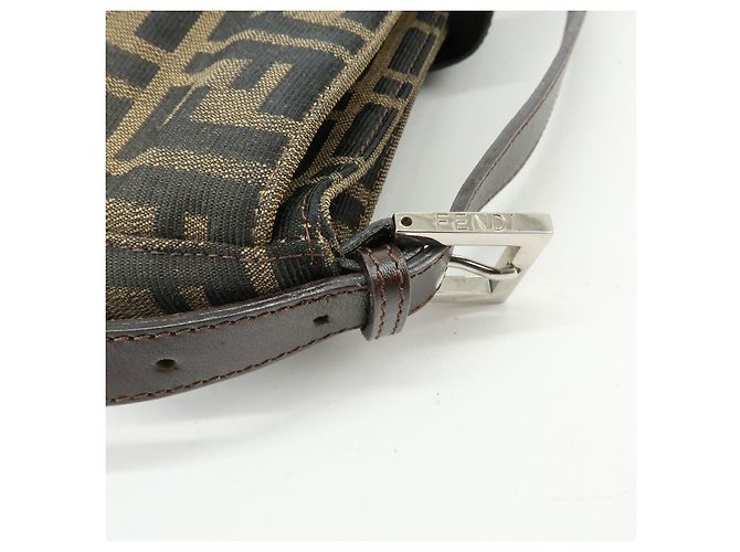 FENDI Borsa a mano e a tracolla in pelle e tela Zucca Marrone 26722 - vista 10