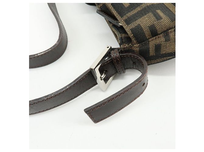 FENDI Borsa a mano e a tracolla in pelle e tela Zucca Marrone 26722 - vista 11