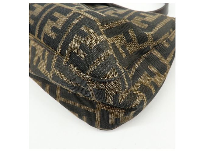 FENDI Borsa a mano e a tracolla in pelle e tela Zucca Marrone 26722 - vista 13