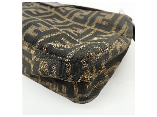 FENDI Borsa a mano e a tracolla in pelle e tela Zucca Marrone 26722 - vista 15