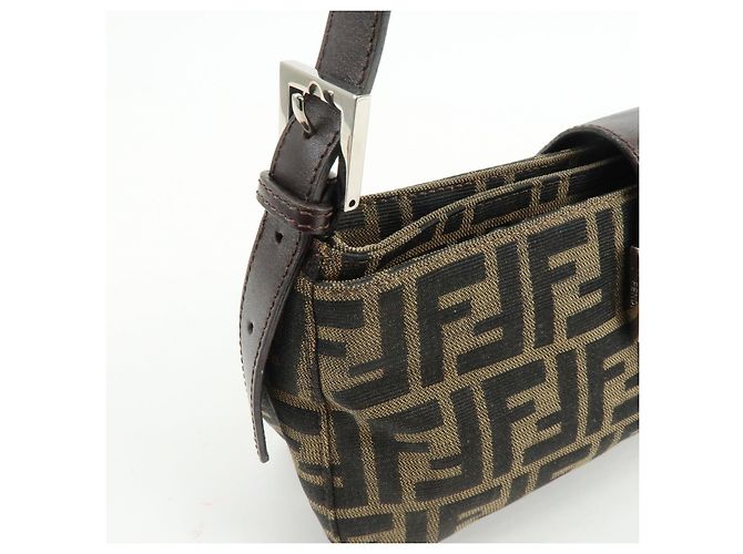 FENDI Borsa a mano e a tracolla in pelle e tela Zucca Marrone 26722 - vista 16