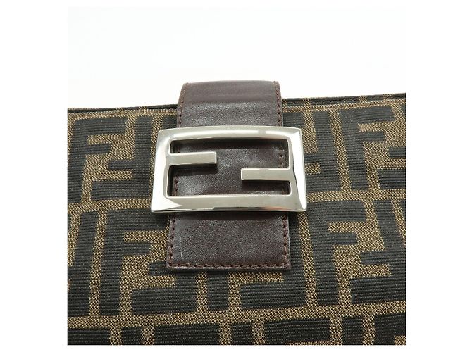 FENDI Borsa a mano e a tracolla in pelle e tela Zucca Marrone 26722 - vista 18