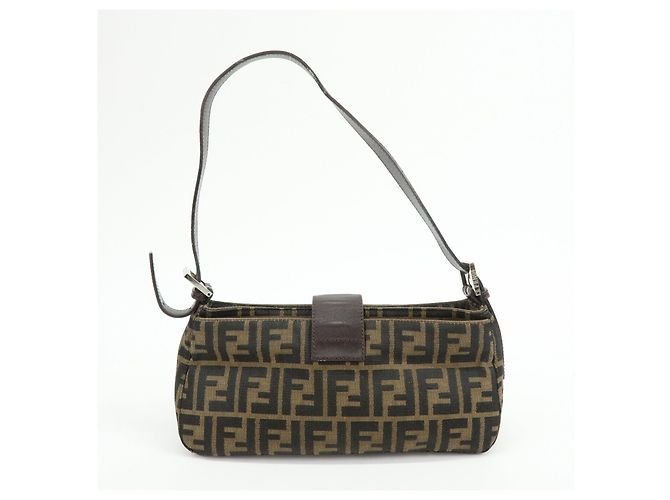 FENDI Borsa a mano e a tracolla in pelle e tela Zucca Marrone 26722 - vista 2