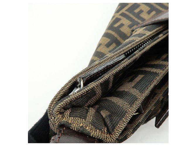 FENDI Borsa a mano e a tracolla in pelle e tela Zucca Marrone 26722 - vista 20
