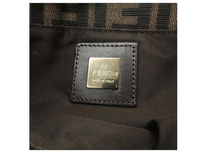 FENDI Borsa a mano e a tracolla in pelle e tela Zucca Marrone 26722 - vista 24